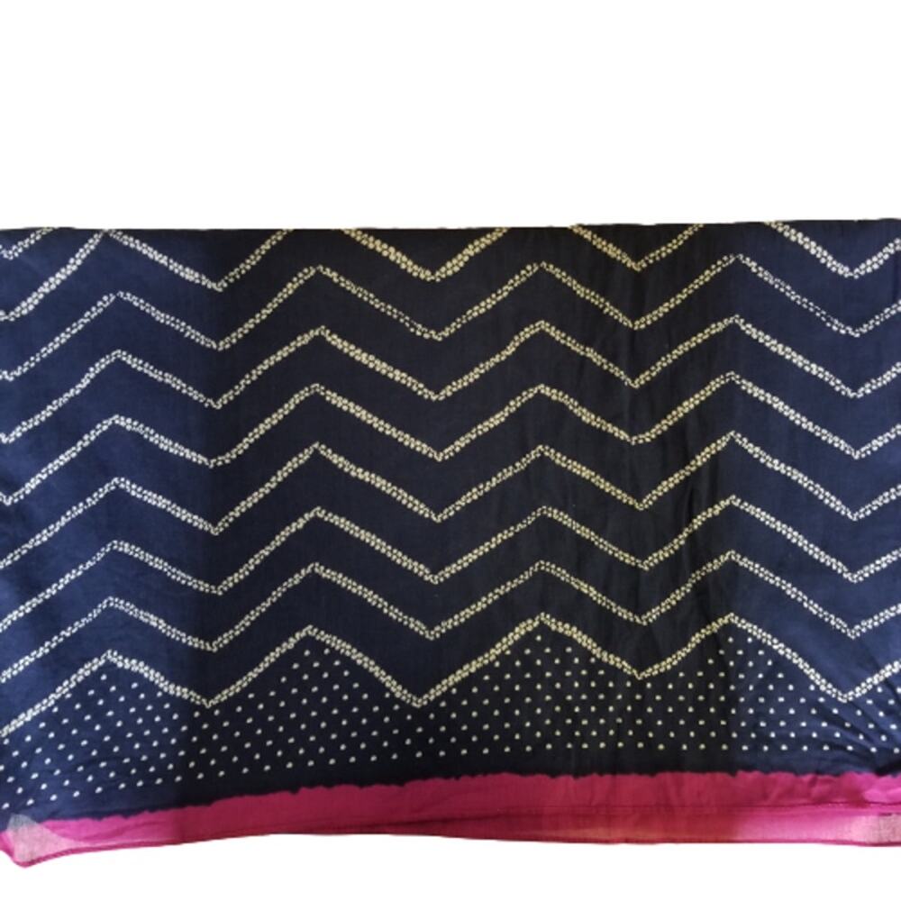Navy, White and Pink Zig Zag Scarf - Picture 3 of 4